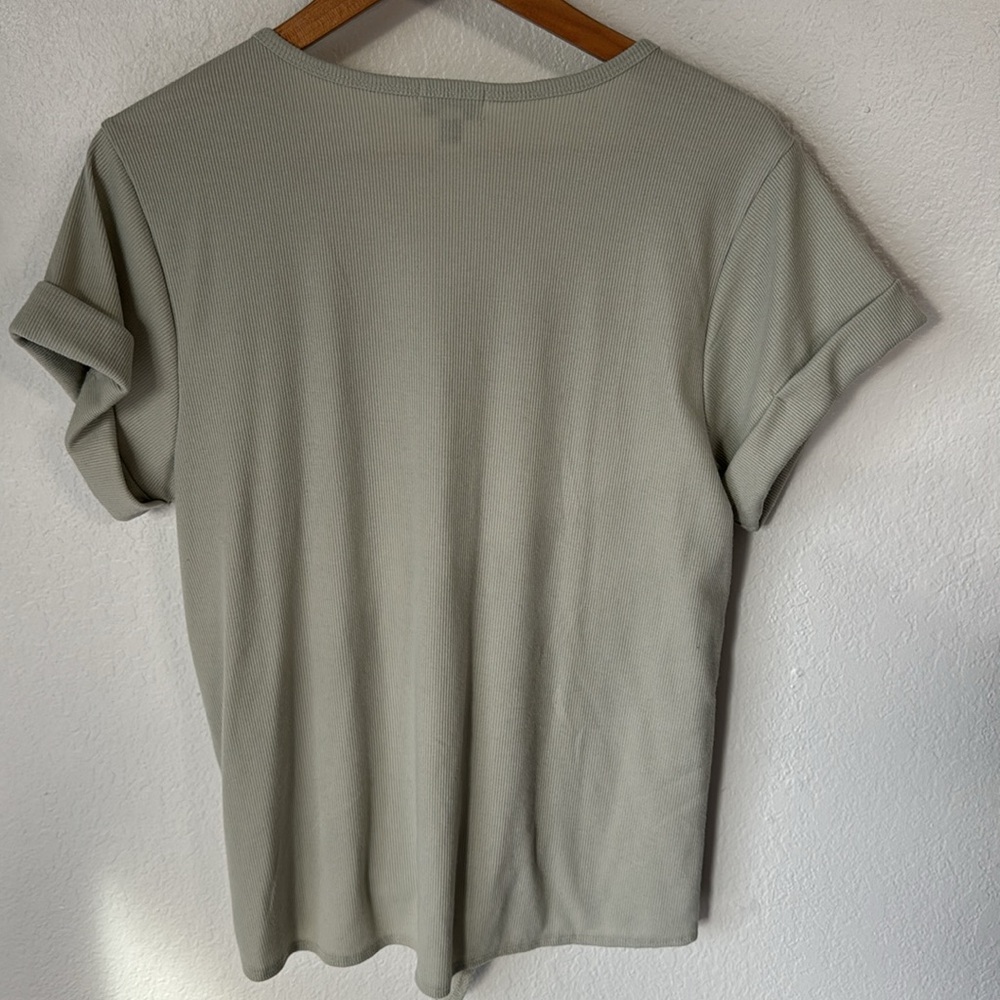 Olivia Sky Ribbed Front Tie Top‎ - Picture 4 of 5